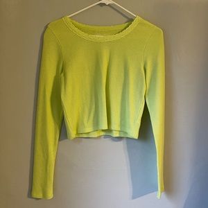 American Eagle size Small long sleeve crop top. Bright yellow/green. Never worn